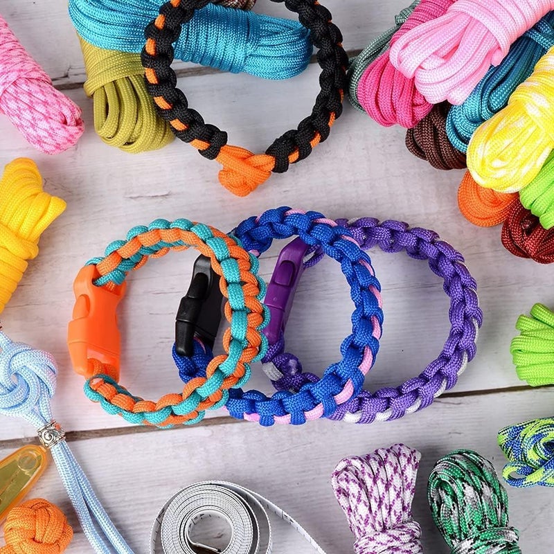 WEREWOLVES 60 Colors Paracord Cord, 550 Paracord Bracelet Crafting Combo Kits with Instruction - Multifunction Paracord Ropes, 10 Feet Each Parachute Cord for DIY Manual Braiding - Image 4